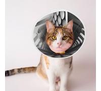 Custom Pet Cones - Unique Design Cat & Dog Cone, Collar for Post-Surgery Recovery, Adjustable Neck Black and White 3D Rendering Small