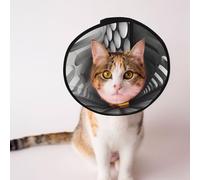 Custom Pet cones - Unique Design Cat & Dog Cone, Collar for Post-Surgery Recovery, Adjustable Neck Black and white 3D rendering S