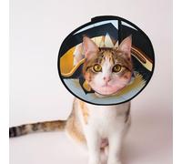 Custom Pet cones - Unique Design Cat & Dog Cone, Collar for Post-Surgery Recovery, Adjustable Neck Black and white grid village L