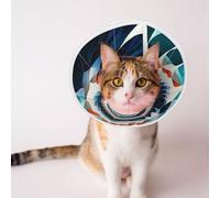 Custom Pet Cones - Unique Design Cat & Dog Cone, Collar for Post-Surgery Recovery, Adjustable Neck Colorful Biological Forms in Op Art Medium
