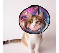 Custom Pet cones - Unique Design Cat & Dog Cone, Collar for Post-Surgery Recovery, Adjustable Neck Colorful fractal vortex L