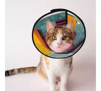 Custom Pet cones - Unique Design Cat & Dog Cone, Collar for Post-Surgery Recovery, Adjustable Neck Colorful architecture S