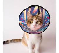 Custom Pet cones - Unique Design Cat & Dog Cone, Collar for Post-Surgery Recovery, Adjustable Neck Cosmic psychedelia S