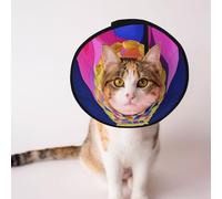Custom Pet cones - Unique Design Cat & Dog Cone, Collar for Post-Surgery Recovery, Adjustable Neck Crown and Robe M