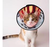 Custom Pet cones - Unique Design Cat & Dog Cone, Collar for Post-Surgery Recovery, Adjustable Neck Cubes and vibrant red S