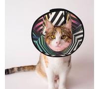 Custom Pet cones - Unique Design Cat & Dog Cone, Collar for Post-Surgery Recovery, Adjustable Neck Dangerous stripes M