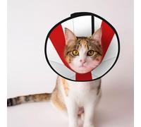 Custom Pet cones - Unique Design Cat & Dog Cone, Collar for Post-Surgery Recovery, Adjustable Neck England Flag M