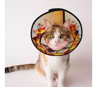 Custom Pet cones - Unique Design Cat & Dog Cone, Collar for Post-Surgery Recovery, Adjustable Neck Flame War Horse S