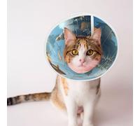 Custom Pet Cones - Unique Design Cat & Dog Cone, Collar for Post-Surgery Recovery, Adjustable Neck Floating City of Fish Schools in The Clouds Large