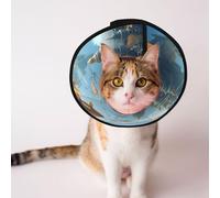 Custom Pet cones - Unique Design Cat & Dog Cone, Collar for Post-Surgery Recovery, Adjustable Neck Floating city of fish schools in the clouds S