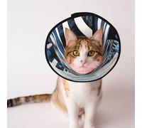Custom Pet cones - Unique Design Cat & Dog Cone, Collar for Post-Surgery Recovery, Adjustable Neck Fractal Wave Future City M