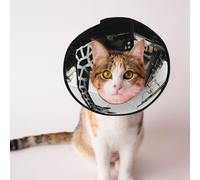 Custom Pet cones - Unique Design Cat & Dog Cone, Collar for Post-Surgery Recovery, Adjustable Neck Giraffe black and white paint L