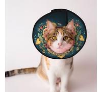 Custom Pet cones - Unique Design Cat & Dog Cone, Collar for Post-Surgery Recovery, Adjustable Neck Gorgeous flowers L