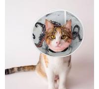 Custom Pet Cones - Unique Design Cat & Dog Cone, Collar for Post-Surgery Recovery, Adjustable Neck Half Skull, Half face Small