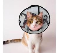 Custom Pet cones - Unique Design Cat & Dog Cone, Collar for Post-Surgery Recovery, Adjustable Neck Half skull, half face M