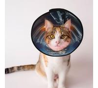 Custom Pet cones - Unique Design Cat & Dog Cone, Collar for Post-Surgery Recovery, Adjustable Neck hell and heaven S