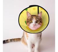 Custom Pet cones - Unique Design Cat & Dog Cone, Collar for Post-Surgery Recovery, Adjustable Neck Lemon Zest Look L