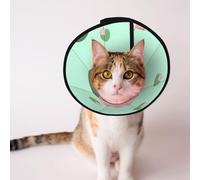 Custom Pet cones - Unique Design Cat & Dog Cone, Collar for Post-Surgery Recovery, Adjustable Neck Lily Pond Serene M