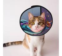 Custom Pet cones - Unique Design Cat & Dog Cone, Collar for Post-Surgery Recovery, Adjustable Neck Liquid splashing, rocket spacecraft L