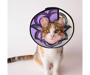 Custom Pet cones - Unique Design Cat & Dog Cone, Collar for Post-Surgery Recovery, Adjustable Neck Lotus Mandala M