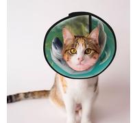 Custom Pet cones - Unique Design Cat & Dog Cone, Collar for Post-Surgery Recovery, Adjustable Neck Manatee Family Swim M