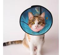Custom Pet cones - Unique Design Cat & Dog Cone, Collar for Post-Surgery Recovery, Adjustable Neck Manta Ray Fantasy M