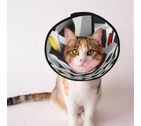Custom Pet cones - Unique Design Cat & Dog Cone, Collar for Post-Surgery Recovery, Adjustable Neck maze M