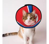 Custom Pet cones - Unique Design Cat & Dog Cone, Collar for Post-Surgery Recovery, Adjustable Neck North Korean flag L