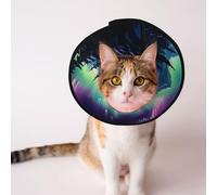 Custom Pet cones - Unique Design Cat & Dog Cone, Collar for Post-Surgery Recovery, Adjustable Neck Northern Lights M