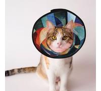 Custom Pet cones - Unique Design Cat & Dog Cone, Collar for Post-Surgery Recovery, Adjustable Neck Op Art Wave Stripe M