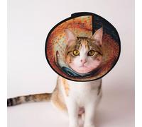 Custom Pet cones - Unique Design Cat & Dog Cone, Collar for Post-Surgery Recovery, Adjustable Neck Pointillism, colored eyes L