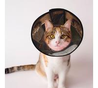 Custom Pet cones - Unique Design Cat & Dog Cone, Collar for Post-Surgery Recovery, Adjustable Neck Portrait of an Owl S