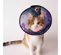Custom Pet cones - Unique Design Cat & Dog Cone, Collar for Post-Surgery Recovery, Adjustable Neck PurpleFlowerTree S
