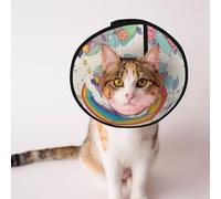 Custom Pet cones - Unique Design Cat & Dog Cone, Collar for Post-Surgery Recovery, Adjustable Neck RainbowUnicornBloom M