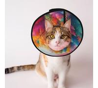 Custom Pet cones - Unique Design Cat & Dog Cone, Collar for Post-Surgery Recovery, Adjustable Neck Rainbow Forest River L
