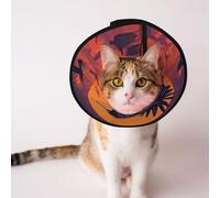 Custom Pet cones - Unique Design Cat & Dog Cone, Collar for Post-Surgery Recovery, Adjustable Neck Raven Moon Flight S