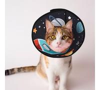 Custom Pet cones - Unique Design Cat & Dog Cone, Collar for Post-Surgery Recovery, Adjustable Neck Rocket Space Launch L