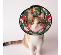 Custom Pet cones - Unique Design Cat & Dog Cone, Collar for Post-Surgery Recovery, Adjustable Neck SantaReindeerJoy S
