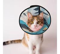 Custom Pet cones - Unique Design Cat & Dog Cone, Collar for Post-Surgery Recovery, Adjustable Neck Science fiction illustration S