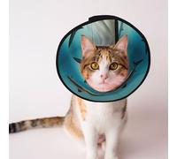 Custom Pet cones - Unique Design Cat & Dog Cone, Collar for Post-Surgery Recovery, Adjustable Neck Shark Quartet Swim M