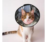 Custom Pet cones - Unique Design Cat & Dog Cone, Collar for Post-Surgery Recovery, Adjustable Neck Snowy Forest Path S