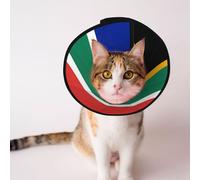 Custom Pet cones - Unique Design Cat & Dog Cone, Collar for Post-Surgery Recovery, Adjustable Neck South Africa flag L