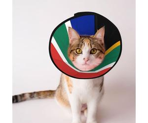 Custom Pet cones - Unique Design Cat & Dog Cone, Collar for Post-Surgery Recovery, Adjustable Neck South Africa flag S