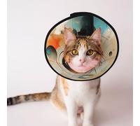 Custom Pet cones - Unique Design Cat & Dog Cone, Collar for Post-Surgery Recovery, Adjustable Neck Space celestial bodies M