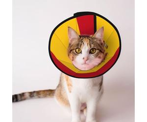 Custom Pet cones - Unique Design Cat & Dog Cone, Collar for Post-Surgery Recovery, Adjustable Neck Spanish flag L