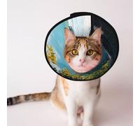 Custom Pet cones - Unique Design Cat & Dog Cone, Collar for Post-Surgery Recovery, Adjustable Neck Summer is illusory, lying on the beach L