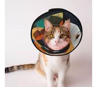 Custom Pet cones - Unique Design Cat & Dog Cone, Collar for Post-Surgery Recovery, Adjustable Neck Sun Mythical Portrait S