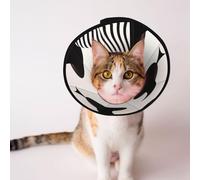 Custom Pet cones - Unique Design Cat & Dog Cone, Collar for Post-Surgery Recovery, Adjustable Neck Surrealist background, red, white, and black colors M
