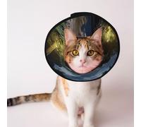 Custom Pet cones - Unique Design Cat & Dog Cone, Collar for Post-Surgery Recovery, Adjustable Neck The fusion of killer whales and forests L