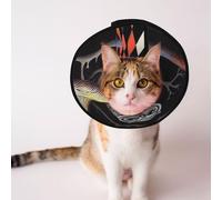 Custom Pet cones - Unique Design Cat & Dog Cone, Collar for Post-Surgery Recovery, Adjustable Neck The glowing white owl L